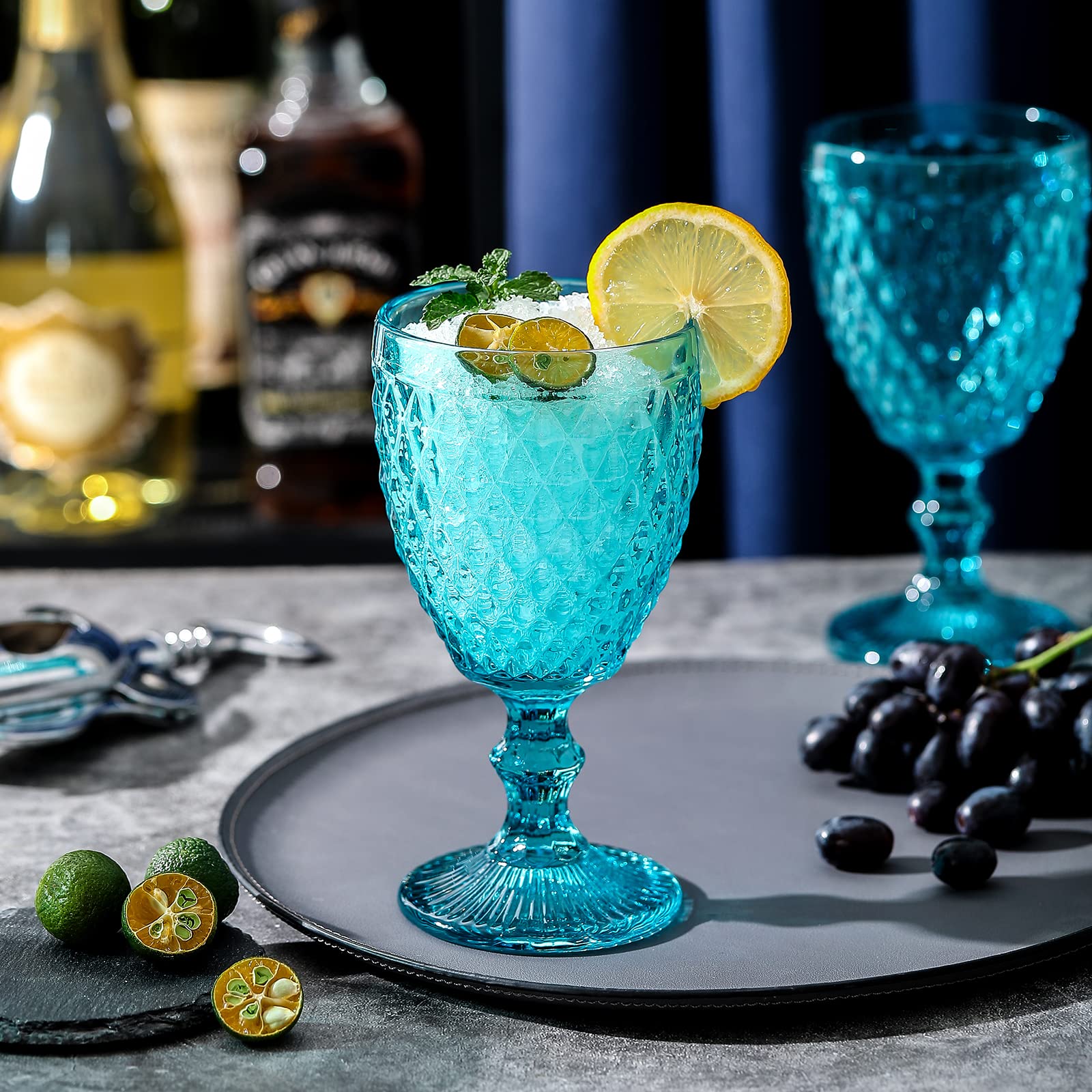 Vintage Blue Glass Diamond Lamp Shade